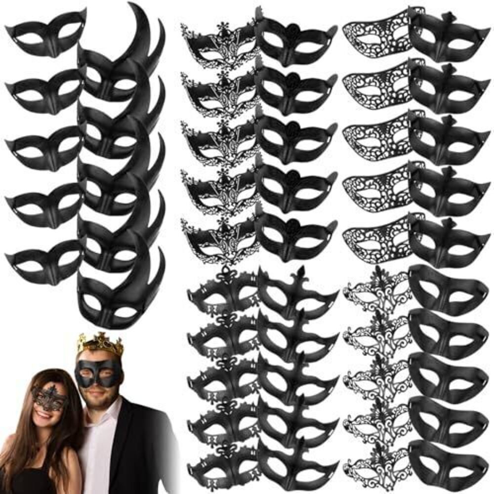 8423 50 Pcs Couple Masquerade Mask Venetian Mardi Gras Halloween Carnival